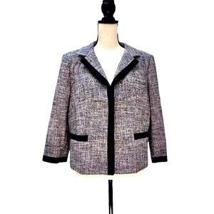 DKNY MULTICOLOR TWEED WITH BLACK TRIM SUIT JACKET BLAZER